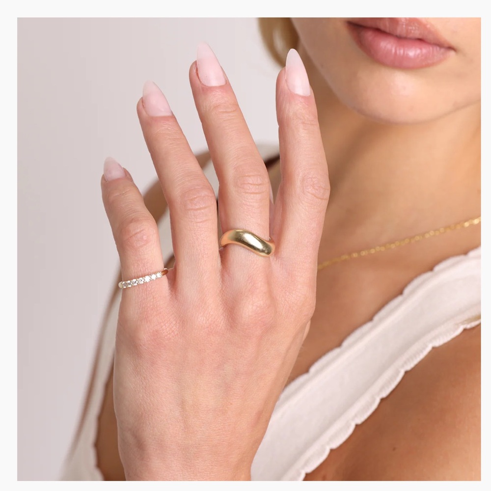 Baby Gold Puff Wave Ring - Picture 2 of 3